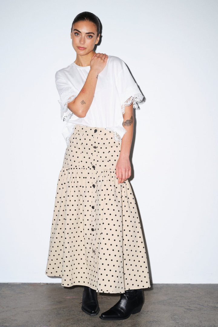 Gossia - Siljasgo Skirt G3009 - Sand Black Dots Nederdele 