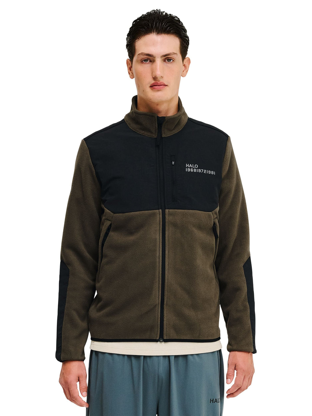 Halo - Blocked Zip Fleece 610209 - 0554 - Major Brown Jakker 