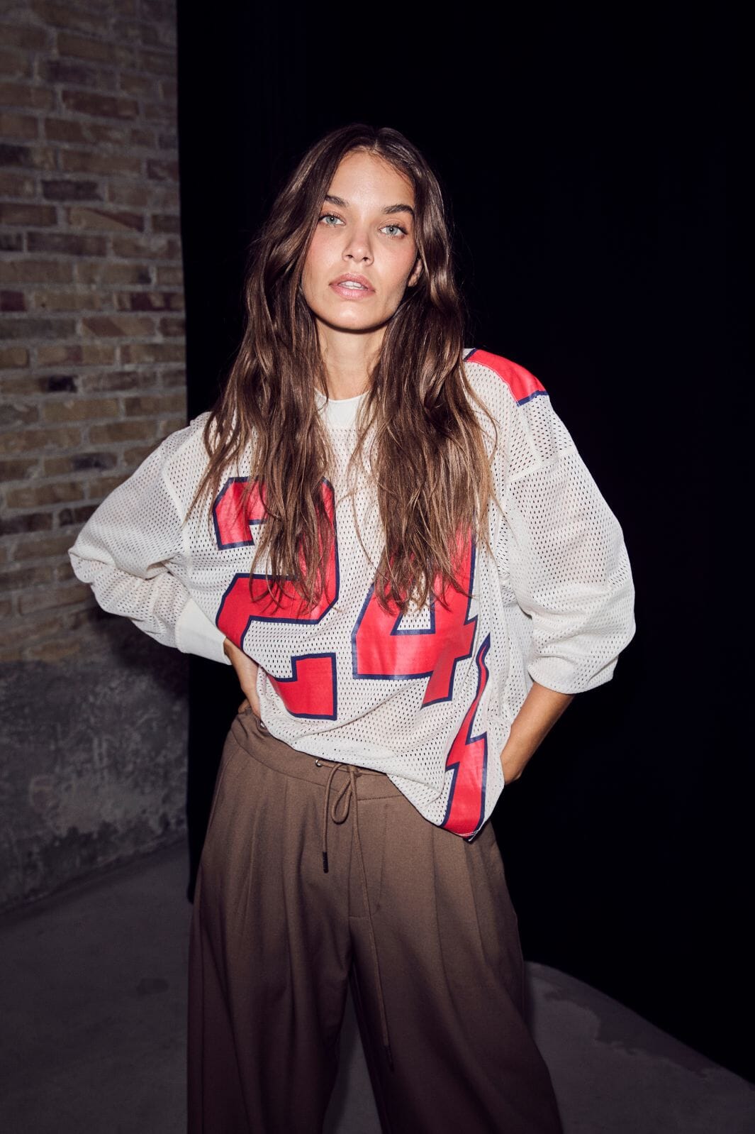 Haute L'Amitié - American Football Ls Tee HL10049 - Pearl/ Red T-shirts 