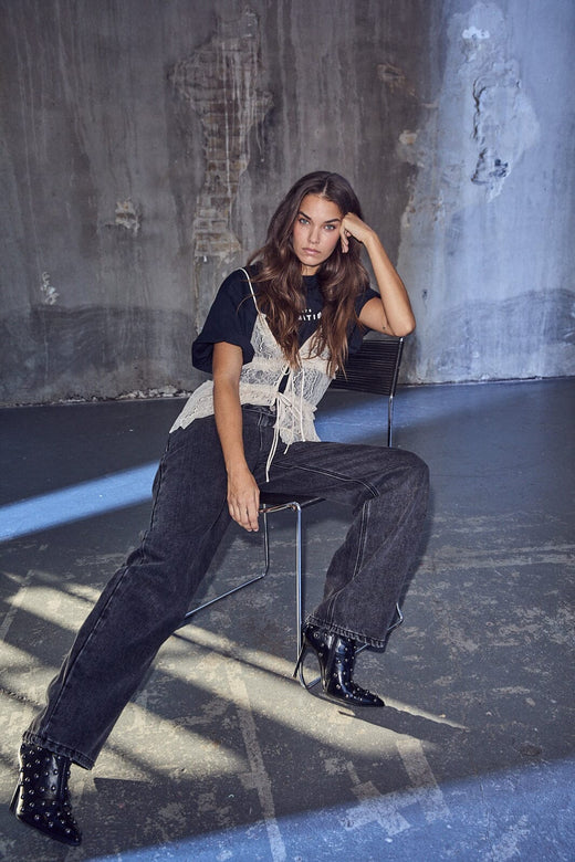 Haute L'Amitié - Barrel Flip Waist Jeans HL10500 - Black Jeans 