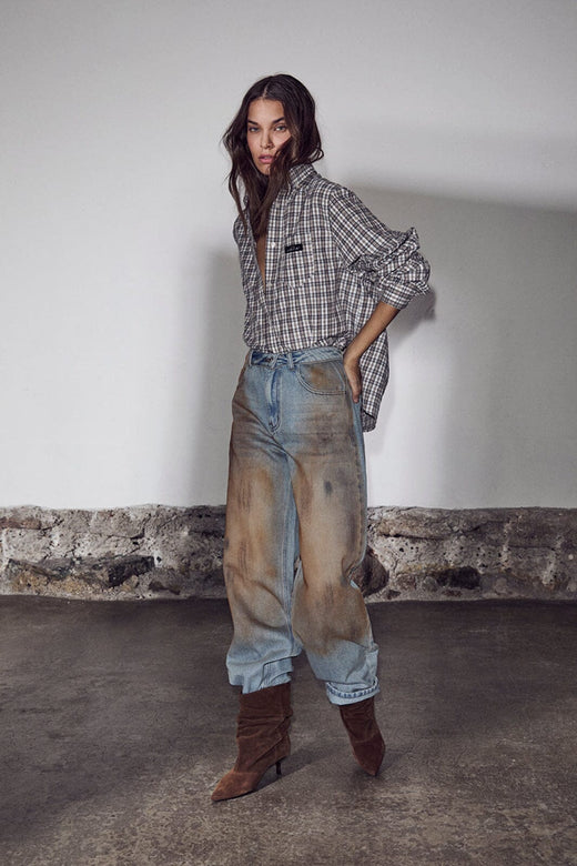 Haute L'Amitié - Button Down Mini Check Shirt HL10719 - Off-White/ Beige Skjorter 