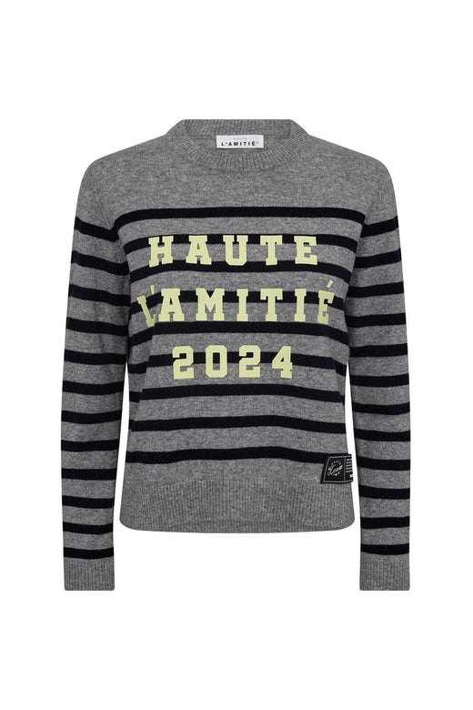 Haute L'Amitié - Cash Ls Stripe Logo Knit HL10261 - Light Grey Melange