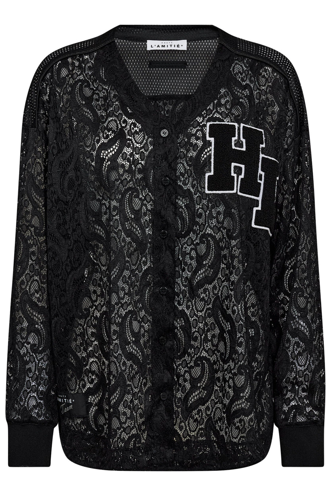 Haute L'Amitié - Court Ls Lace Tee HL10529 - Black Bluser 