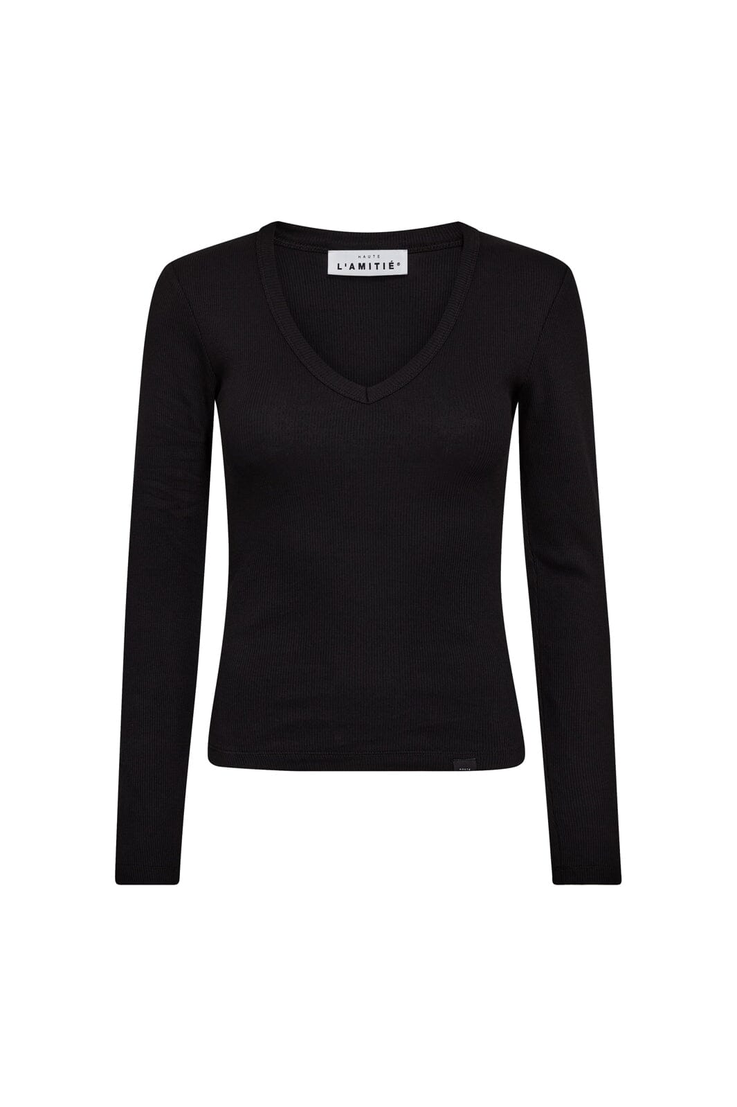 Haute L'Amitié - Deep V Ls Rib Tee HL10822 - Black