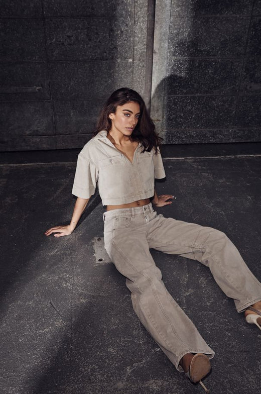 Haute L'Amitié - Drew Barrel Panel Jeans HL10642 - Khaki Jeans 