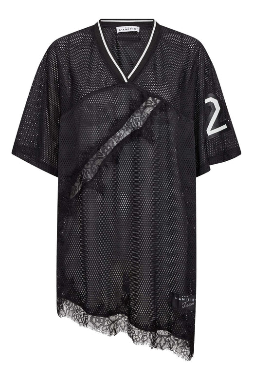 Haute L'Amitié - Drift Asym Lace Tee HL10553 - Black T-shirts 