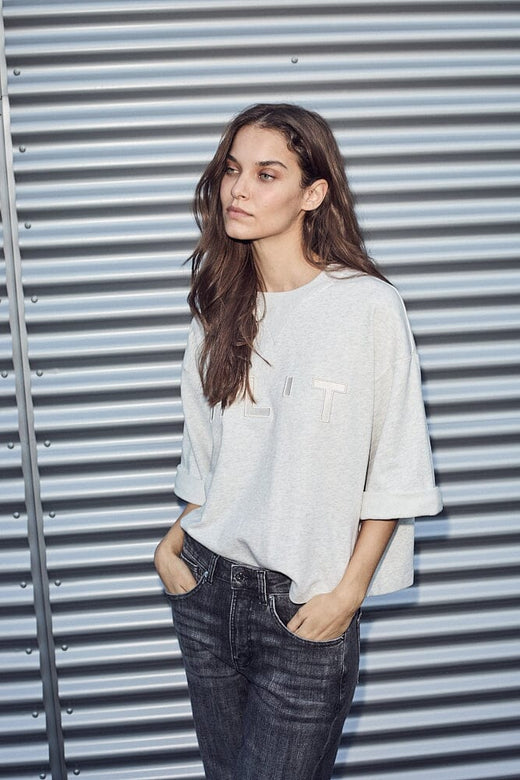 Haute L'Amitié - Hlt Ss Logo Sweat HL10171 - Pearl Melange Sweatshirts 