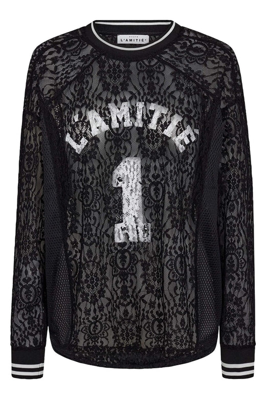 Haute L'Amitié - Lace Ls Football Blouse HL10471 - Black Bluser 