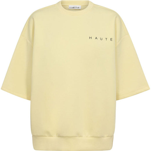 Haute L'Amitié - Maxi Split Ss Logo Sweat HL10461 - Pale Yellow Sweatshirts 