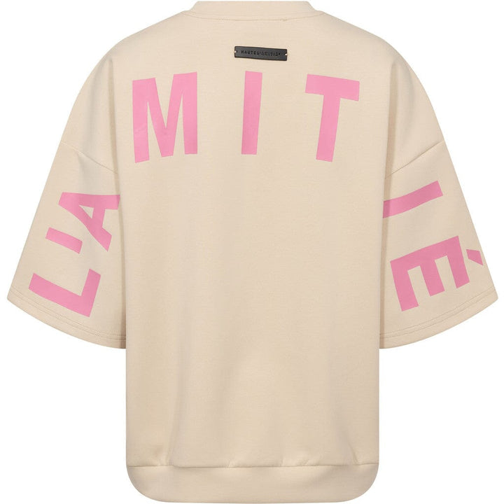Haute L'Amitié - Maxi Split Ss Logo Sweat HL10461 - Pearl /Pink Sweatshirts 