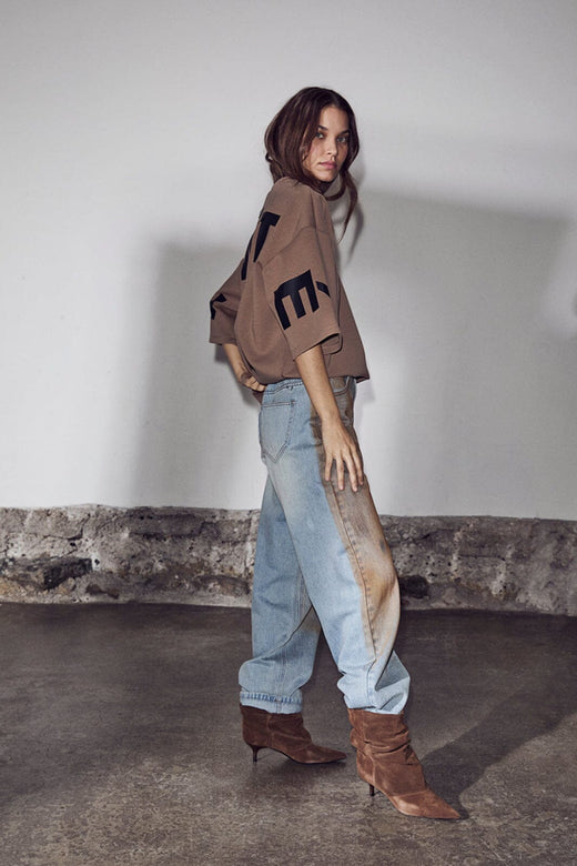 Haute L'Amitié - Maxi Split Ss Logo Sweat HL10461 - Walnut Sweatshirts 