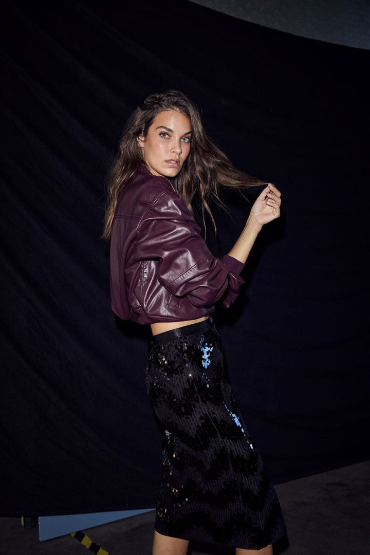 Haute L'Amitié - Mirror Sequin Pencil Skirt Hl10958 - Black Nederdele 