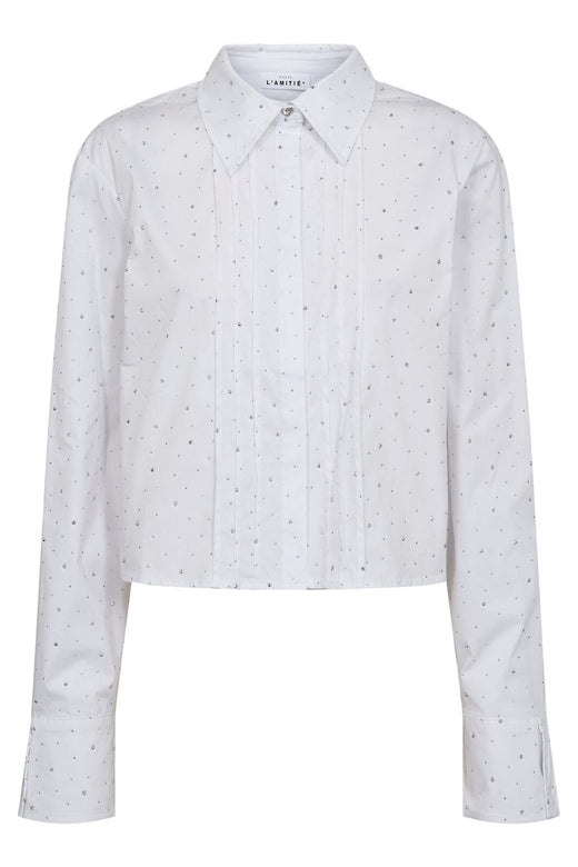 Haute L'Amitié - Rhinestone Crop Shirt HL10404 - White Skjorter 