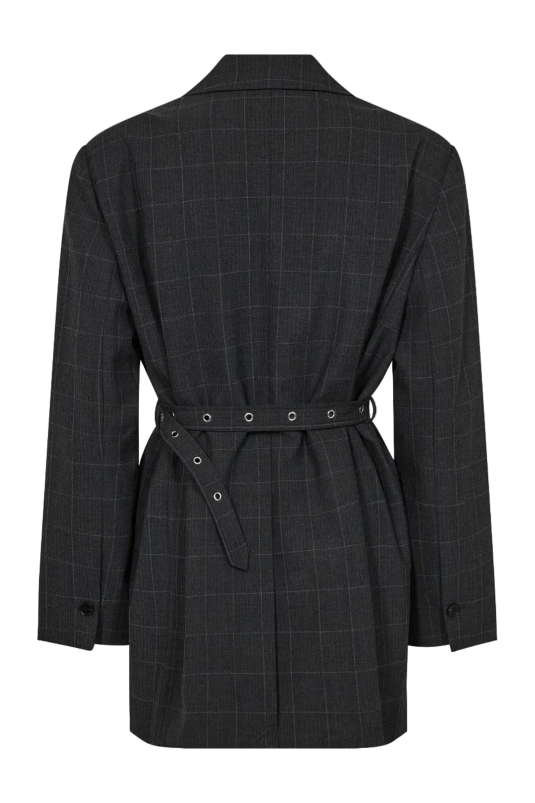 Haute L'Amitié - Smokey Check Oversize Belt Blazer Hl10918 - Antracit Blazere 