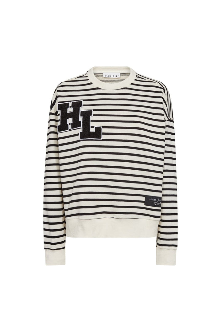 Haute L'Amitié - Stripe Application Sweat HL10455 - Offwhite Black