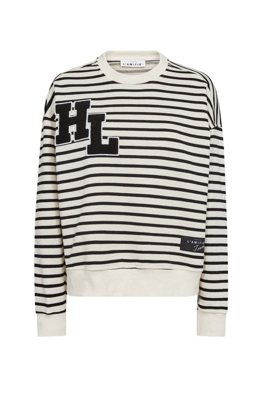 Haute L'Amitié - Stripe Application Sweat HL10455 - Offwhite Black