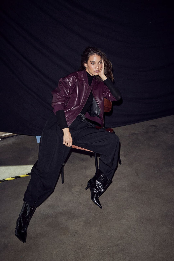 Haute L'Amitié - Yasmin Leather Bomber Jacket Hl10996 - Wine Jakker 