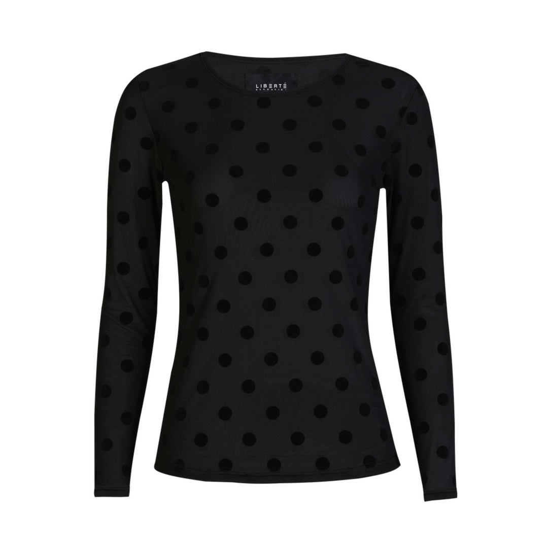 Liberte - Mesh Ls Tshirt, Flock 22081 - Black Big Dot