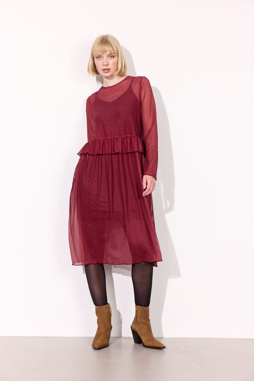 Hunkøn - Tova Mesh Dress 25936 - Zinfandel Kjoler 