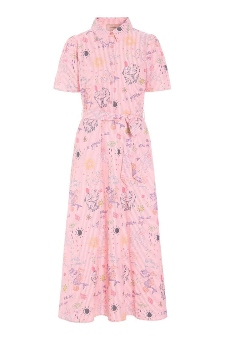 Hunkøn - Zoe Dress 26062 - Pink Sea Creatures Art Print Kjoler 