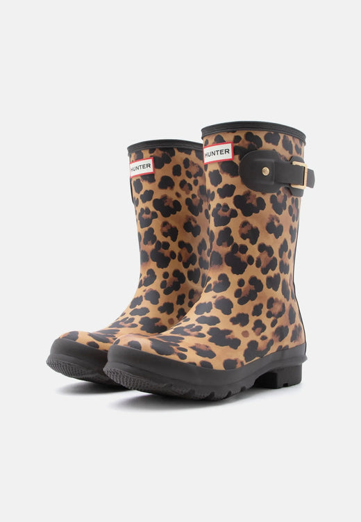 Hunter - Womens Original Short Leopard Boot Hfrw0010261lo - Leopard Print/chocolate Brown Gummistøvler 