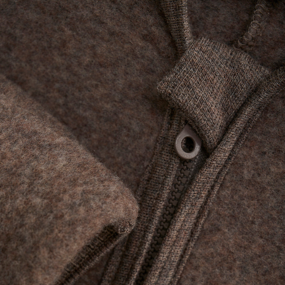 Huttelihut - Pram Suit Ears Wool Fleece (S) - Brown Melange