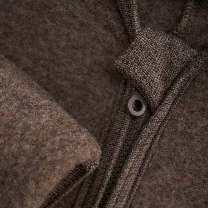 Huttelihut - Pram Suit Ears Wool Fleece (S) - Brown Melange