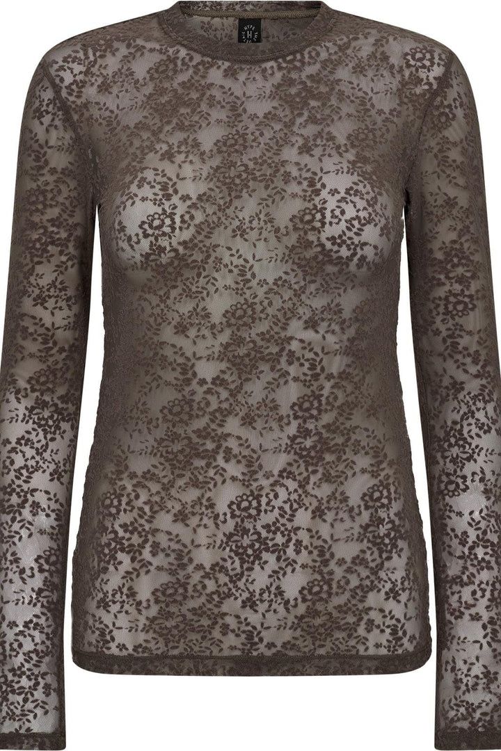 Hype The Detail - Lace Blouse 852-14 - 2 - Brun Bluser 