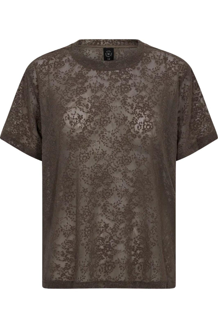 Hype The Detail - Lace Tee Oversiz 852-25 - 2 - Brun T-shirts 