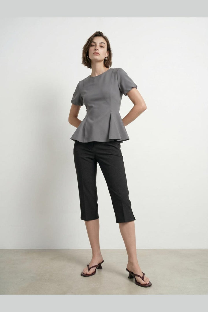 Hypedrop - Hdtamara Ss Peplum Top 32000271 - 5272517 - Steel Gray