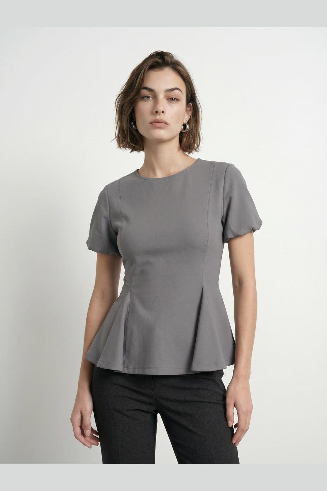 Hypedrop - Hdtamara Ss Peplum Top 32000271 - 5272517 - Steel Gray