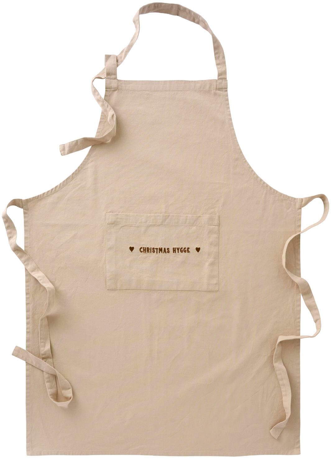 Ib Laursen - Forklæde Christmas Hygge Natur M/brunt Broderi - 63046-14