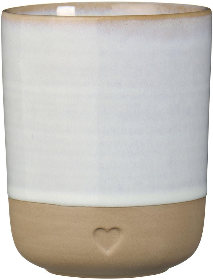 Ib Laursen - Krus u/hank Heart mat brunt ler m/hvid kant 190 ml - Stentøj - 2467-11