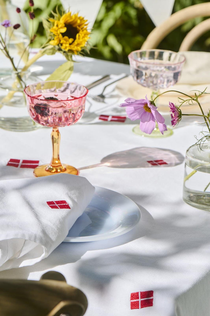 Ib Laursen - Stofserviet m/dansk flag hvid - Bomuld, Polyester - 63026-11