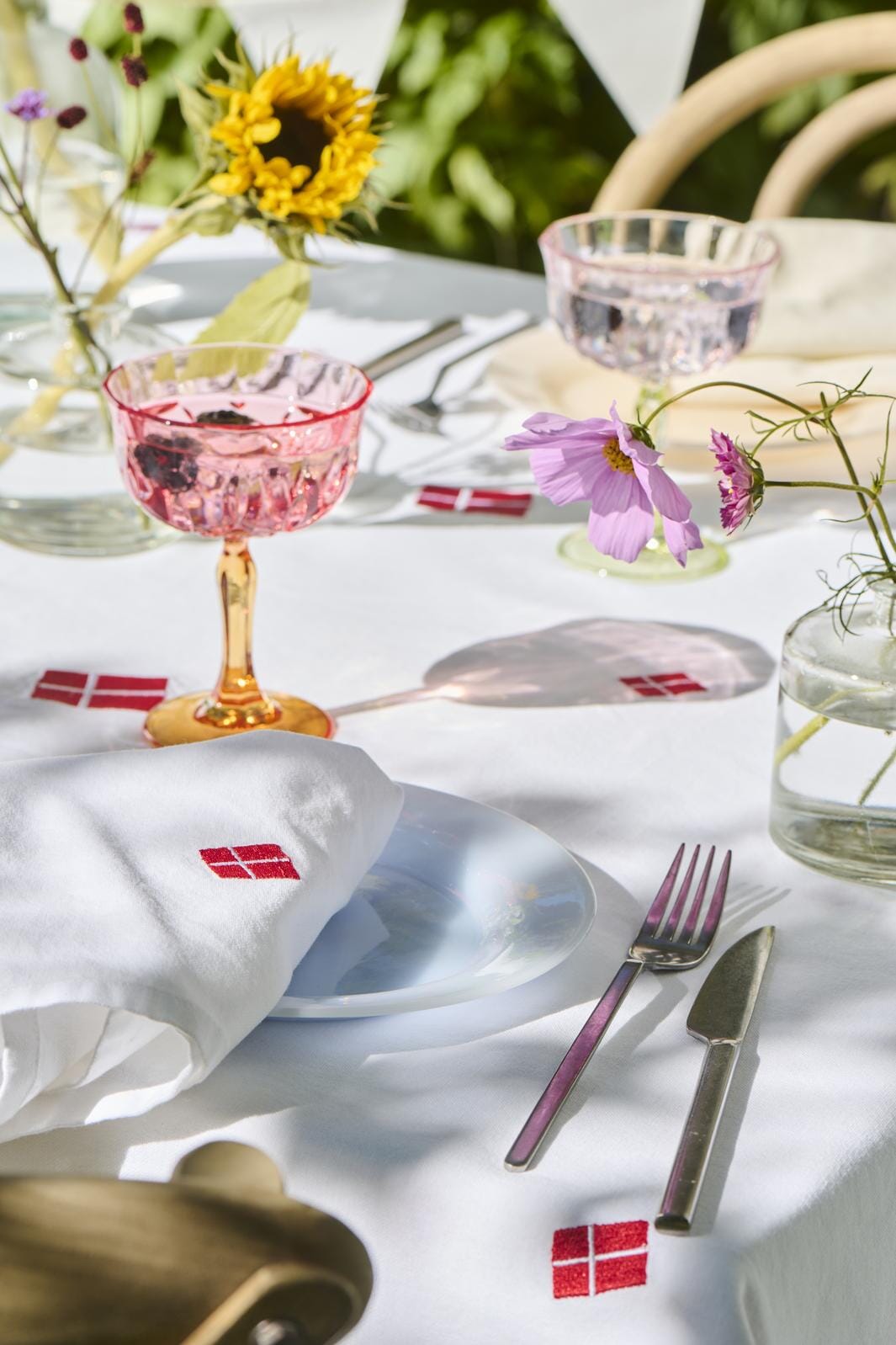 Ib Laursen - Stofserviet m/dansk flag hvid - Bomuld, Polyester - 63026-11