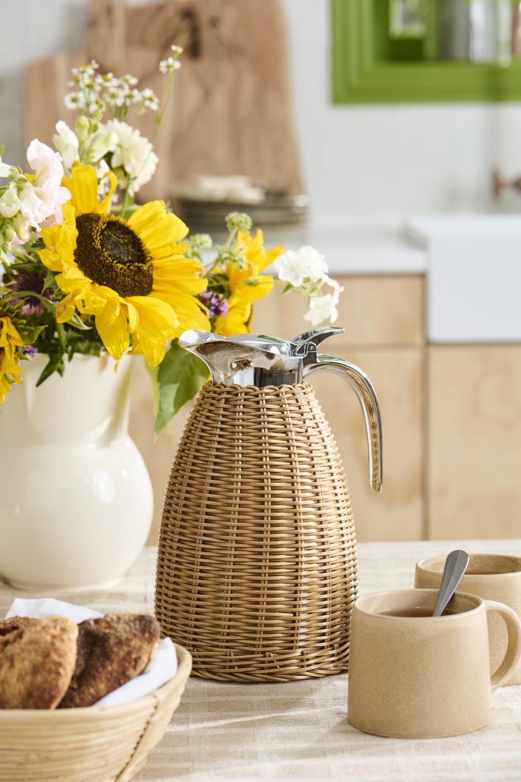 Ib Laursen - Termokande brun polyrattan håndflettet 1,5 ltr - Polyrattan, Rustfrit stål, Plastik - 1619-14