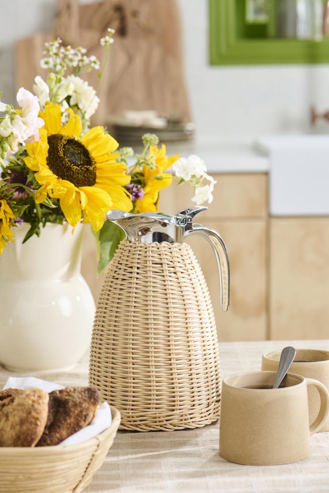 Ib Laursen - Termokande natur polyrattan håndflettet 1,5 ltr - Polyrattan, Rustfrit stål, Plastik - 1619-30