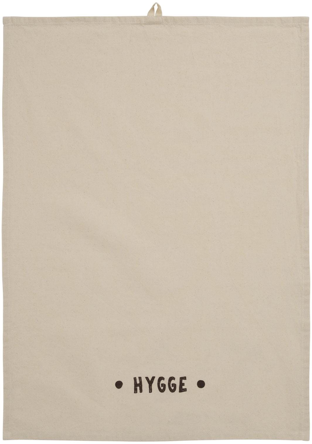 Ib Laursen - Viskestykke Hygge Natur M/brunt Print - 66277-14