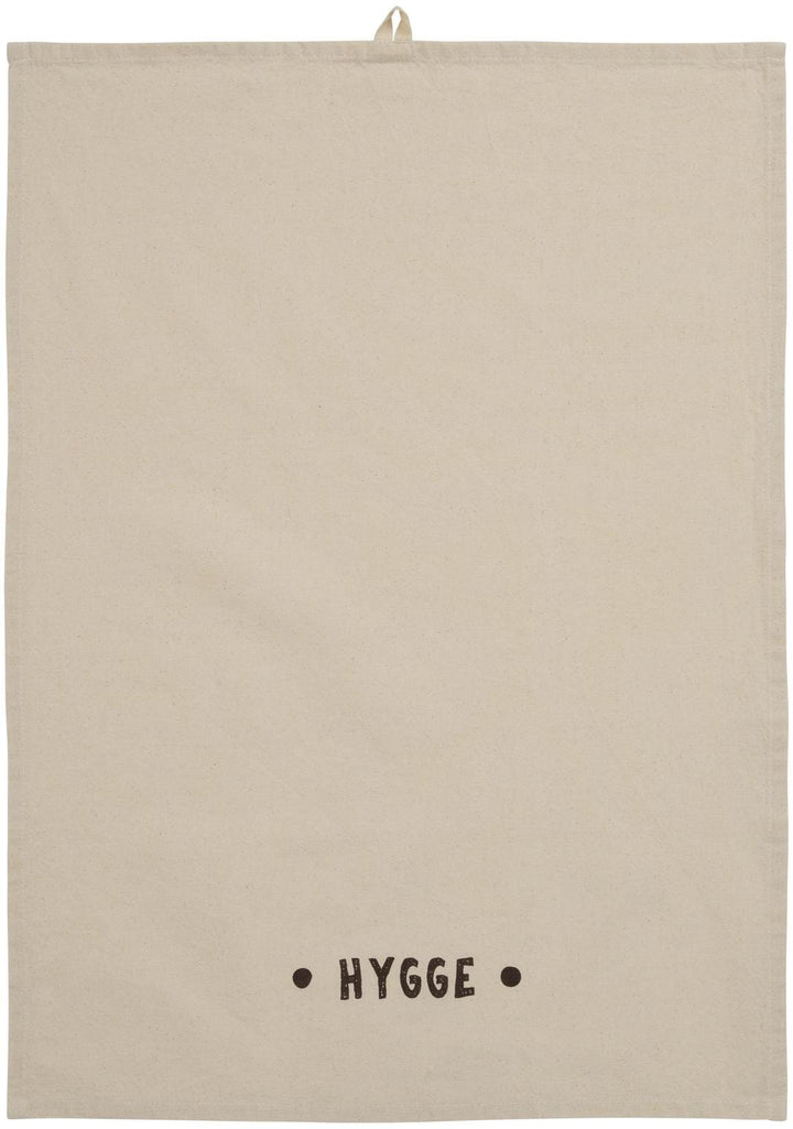 Ib Laursen - Viskestykke Hygge Natur M/brunt Print - 66277-14