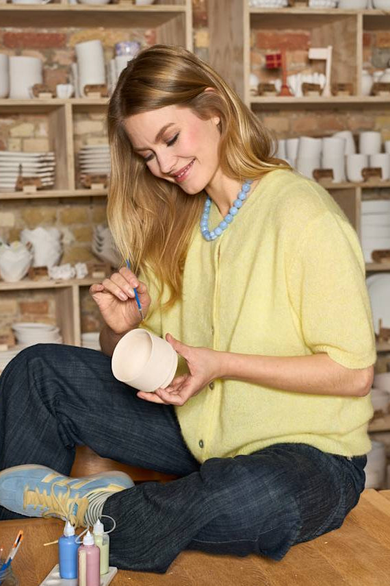 Black Colour - Bcdell Ss Cardigan 1253 - Lt. Yellow