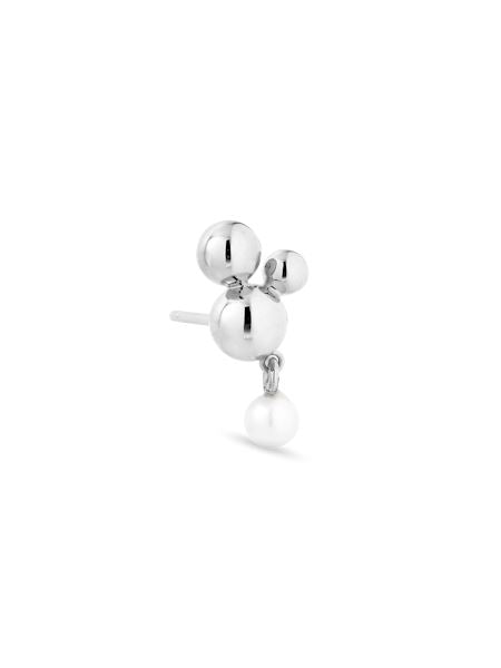 Jane Kønig - Atomic Stud w. pearl pendant - Forsølvet