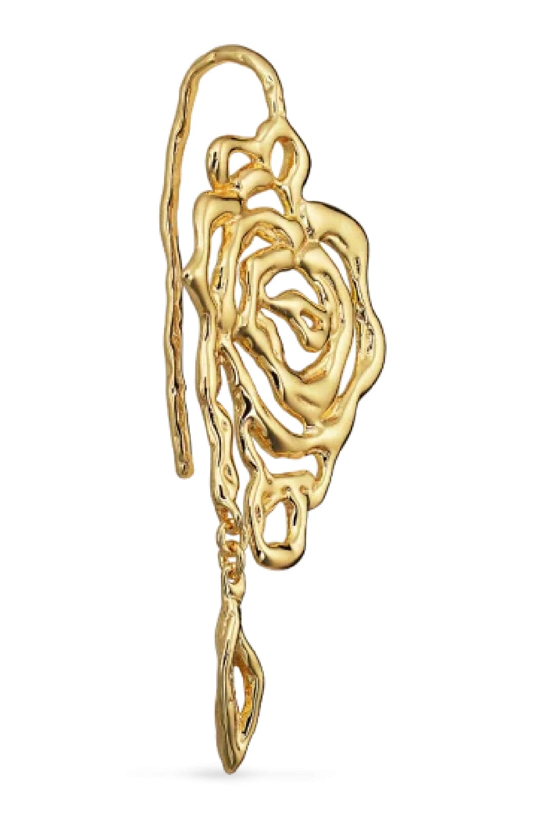 Jane Kønig - Rose Earring with leaf drop - Forgyldt