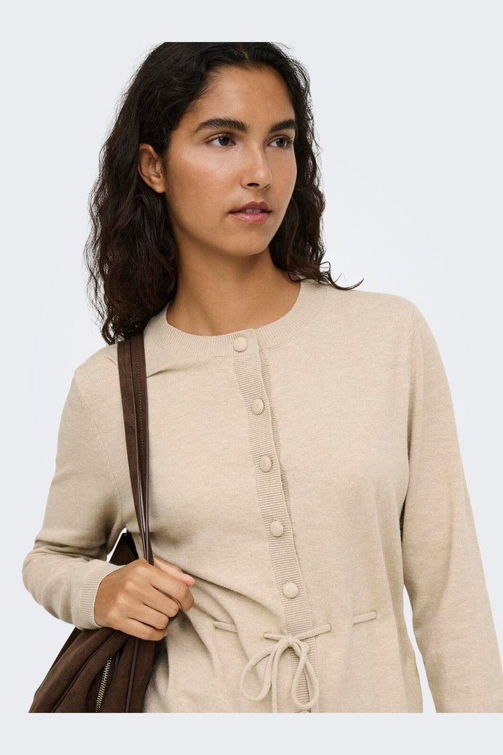 JDY - Jdyamore L/S Tie Cardigan Knt - 5140036 Cement