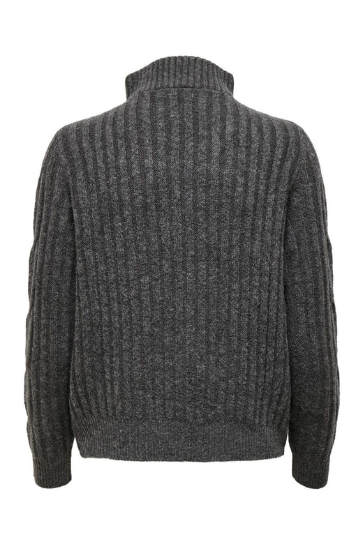 JDY - Jdyandrea L/S Zip Cable Pullove Knt - 3808118 Dark Grey Melange