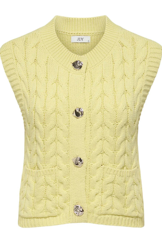 JDY - Jdyannalise S/L O-Neck Cable Vest Knt - 5067607 Double Cream W. Deco Button Cardigans 