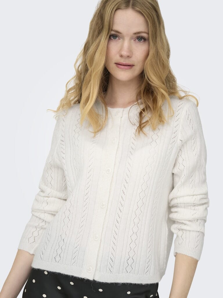 JDY - Jdyapril Life L/S O-Neck Cardigan Knt - 4989001 Bright White Melange Cardigans 