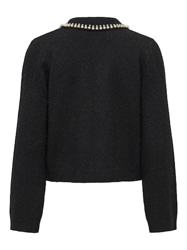 JDY - Jdyapril Life L/S Pearl Collar Pull Knt - 4867847 Black White Pearls Strikbluser 