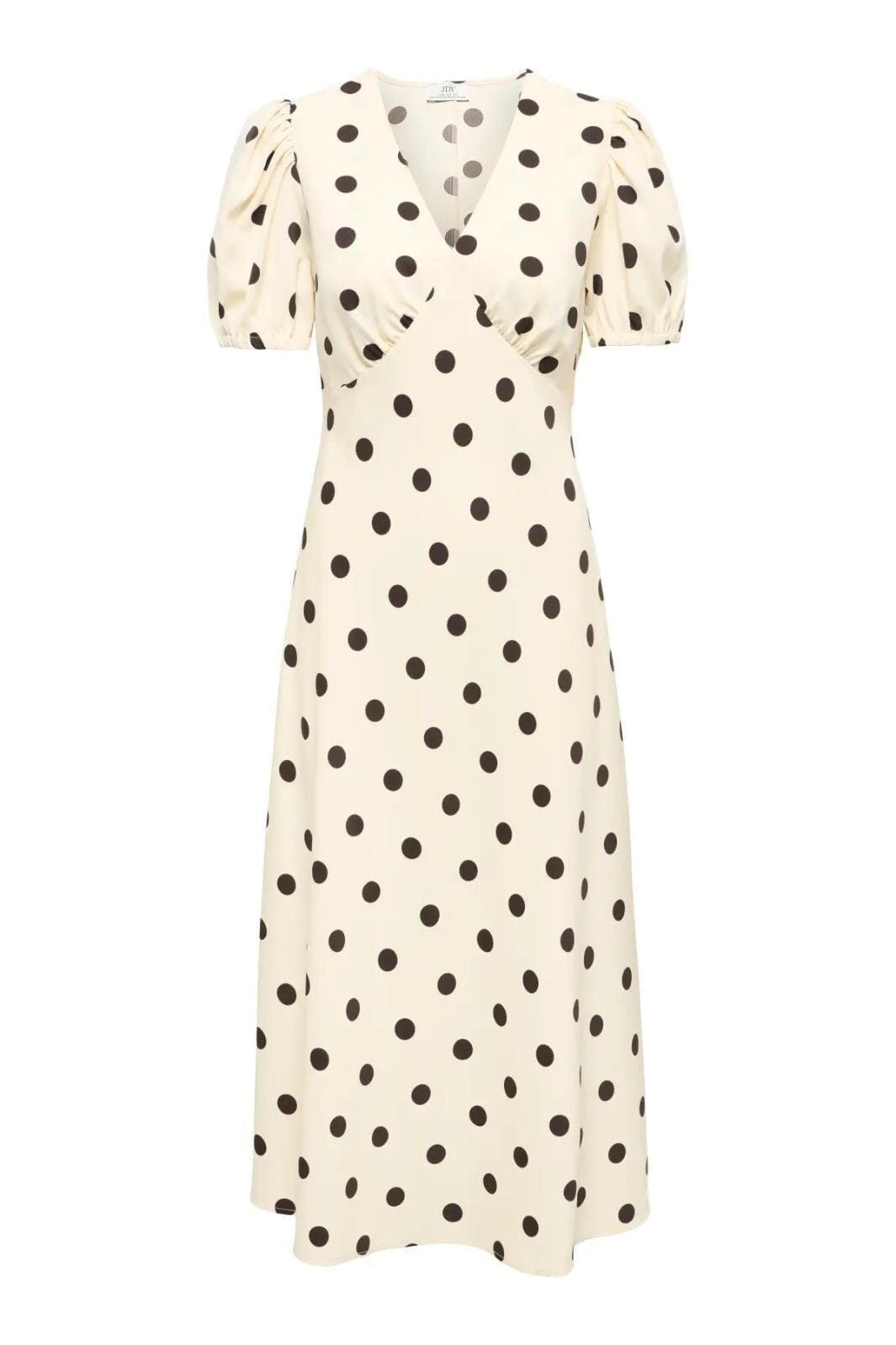JDY - Jdyaya S/S Midi Dress Dia - 5056548 Whitecap Gray Chocolate Torte Dot Kjoler 