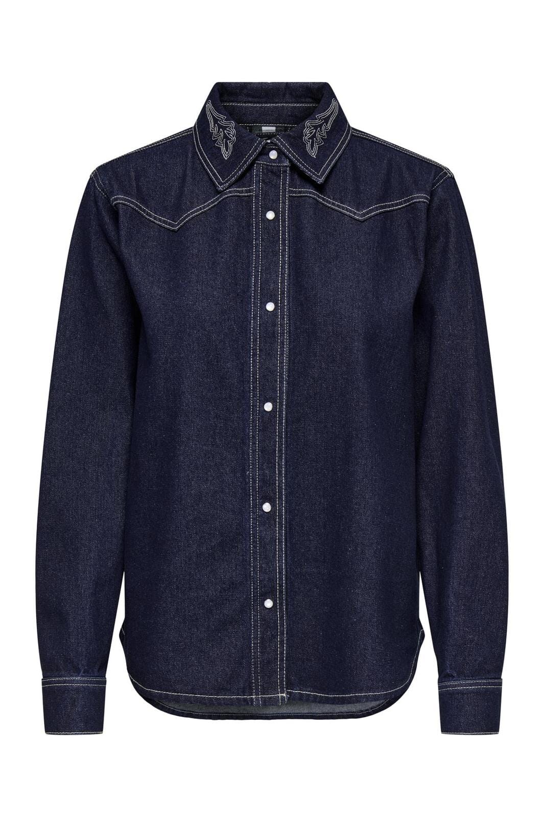JDY - JDYbella Embroidery Shirt - 4743674 Dark Blue Denim