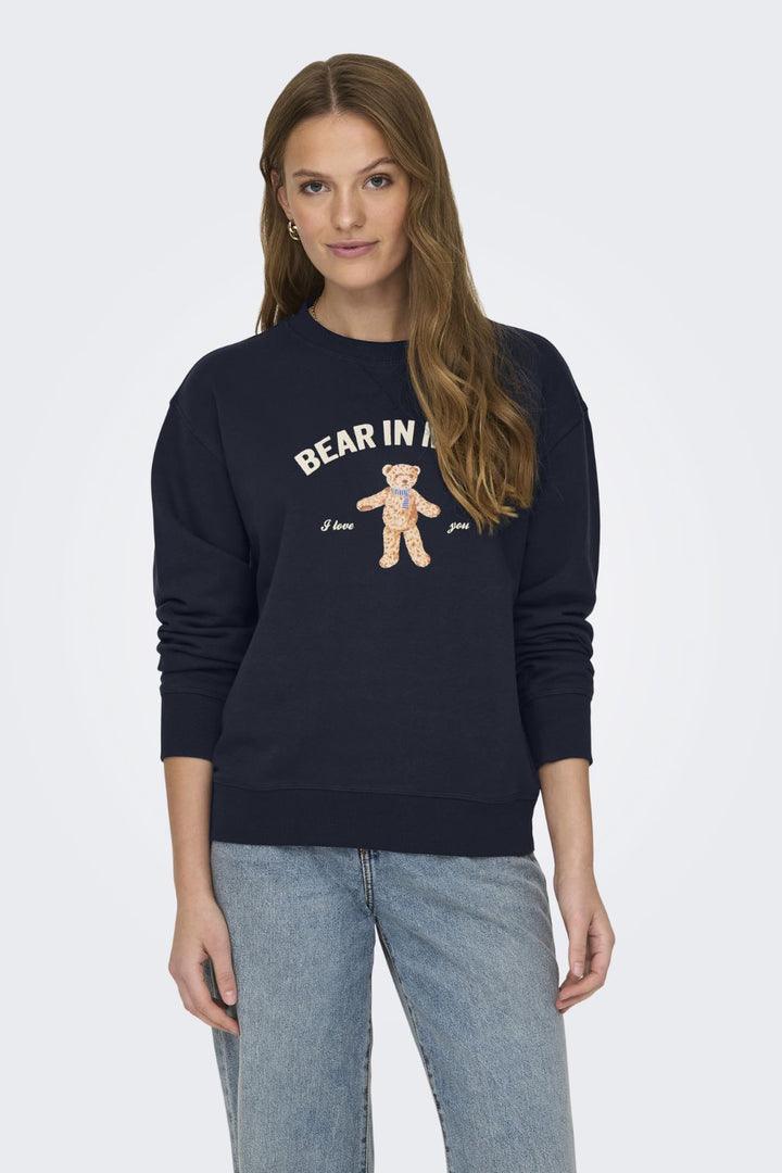 JDY - Jdyboogie L/S Sweat - 4965596 Sky Captain Teddy Bear Print Sweatshirts 